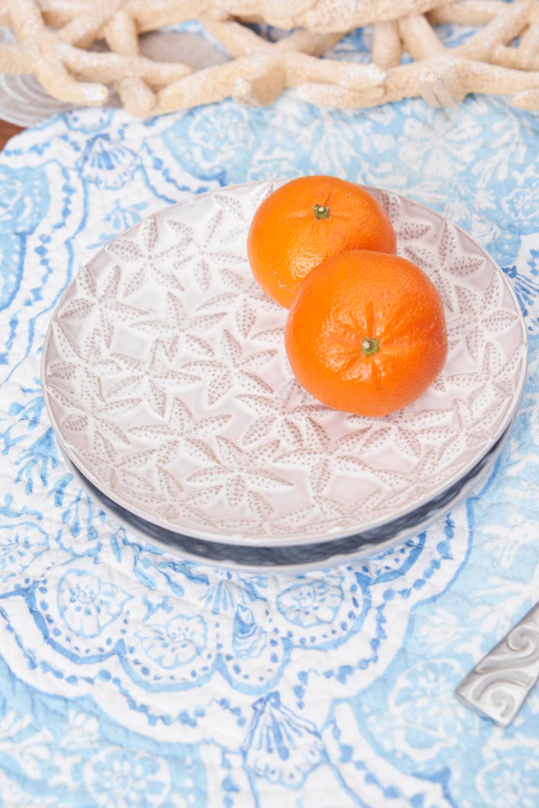 Sea Star Embossed Coastal Serving Plates Assortment of 2, Alternate, color, Blue