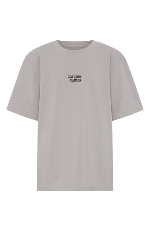 Tiny Tribe Kids' Catchin' Waves Cotton Graphic T-shirt In Grey