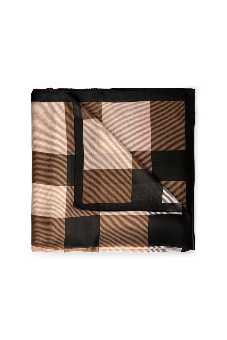 Checkered & Trimmed Ultrasoft Lightweight Scarf, Alternate, color, Brown/Pink