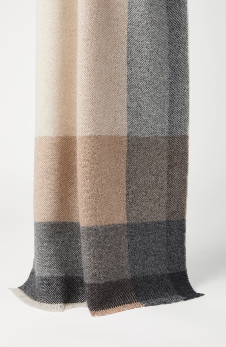 Brunello Cucinelli Wool and cashmere scarf, Alternate, color, Brown