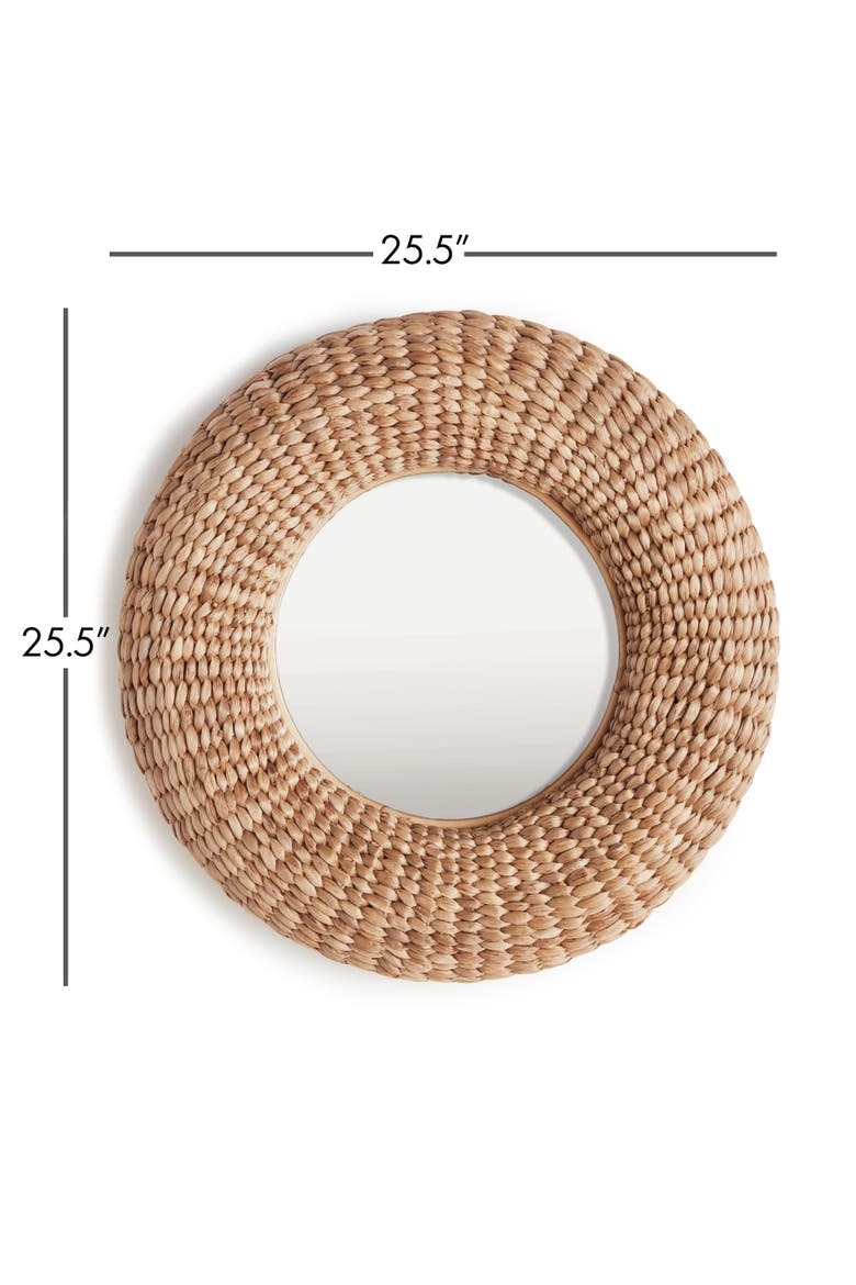 Ellery Natural Framed Round Decorative Wall Mirror, Alternate, color, Yellow