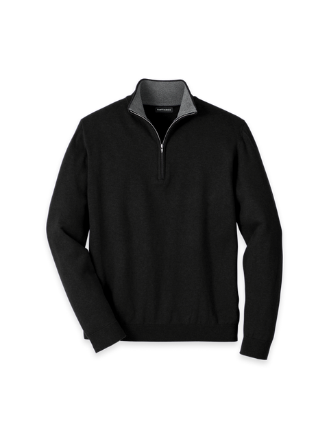 Supima Cotton Quarter Zip Mock Neck Sweater