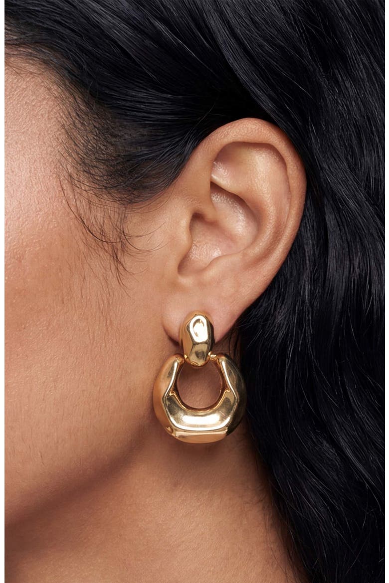 Circle Knocker Drop Earrings, Alternate, color, GOLD