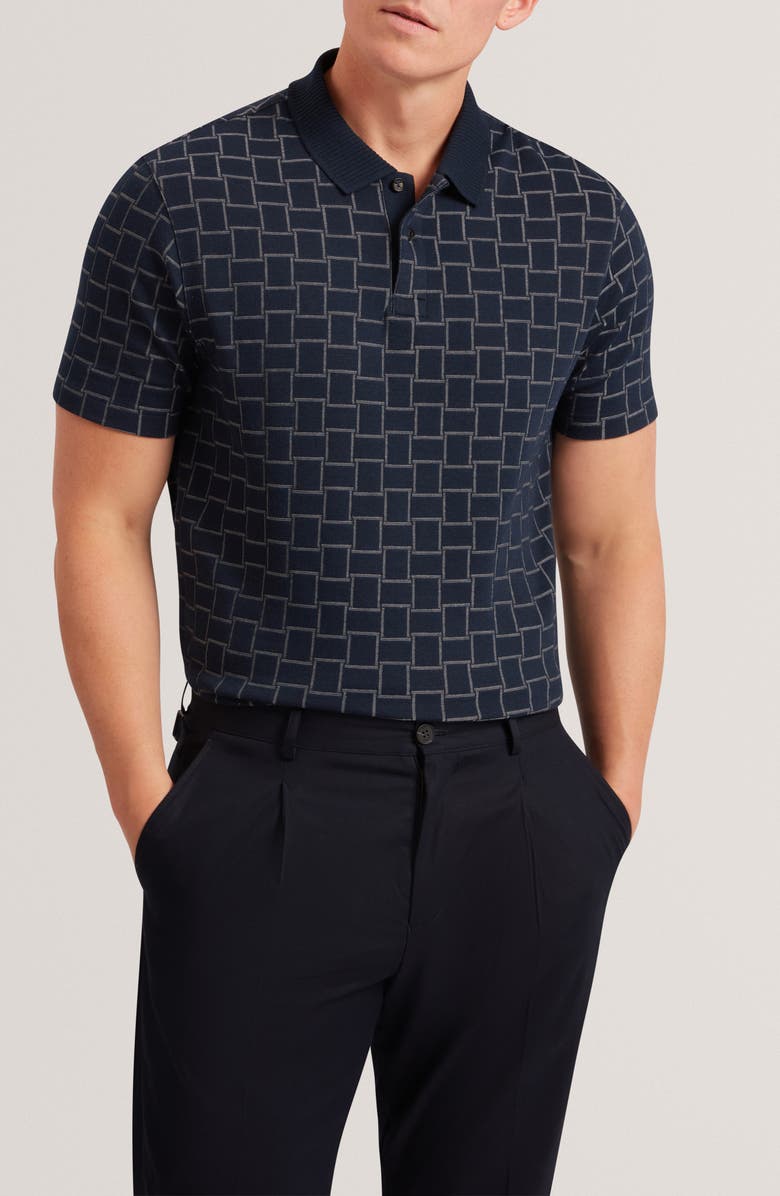 Ted Baker Eduard Jacquard Polo, Main, color, Navy