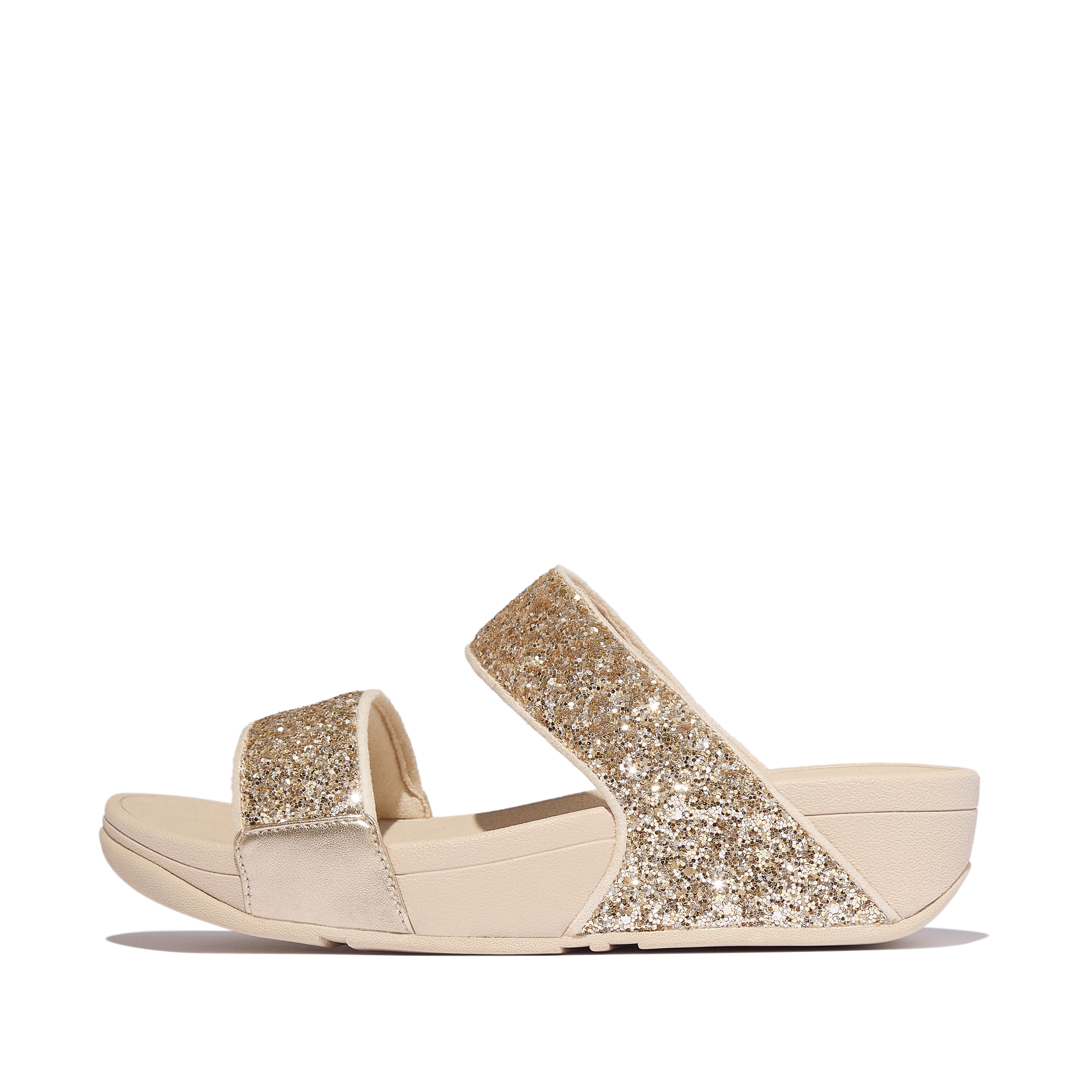 FitFlop Lulu Multi Glitter SL Sandal, Alternate, color, Platino/Silver