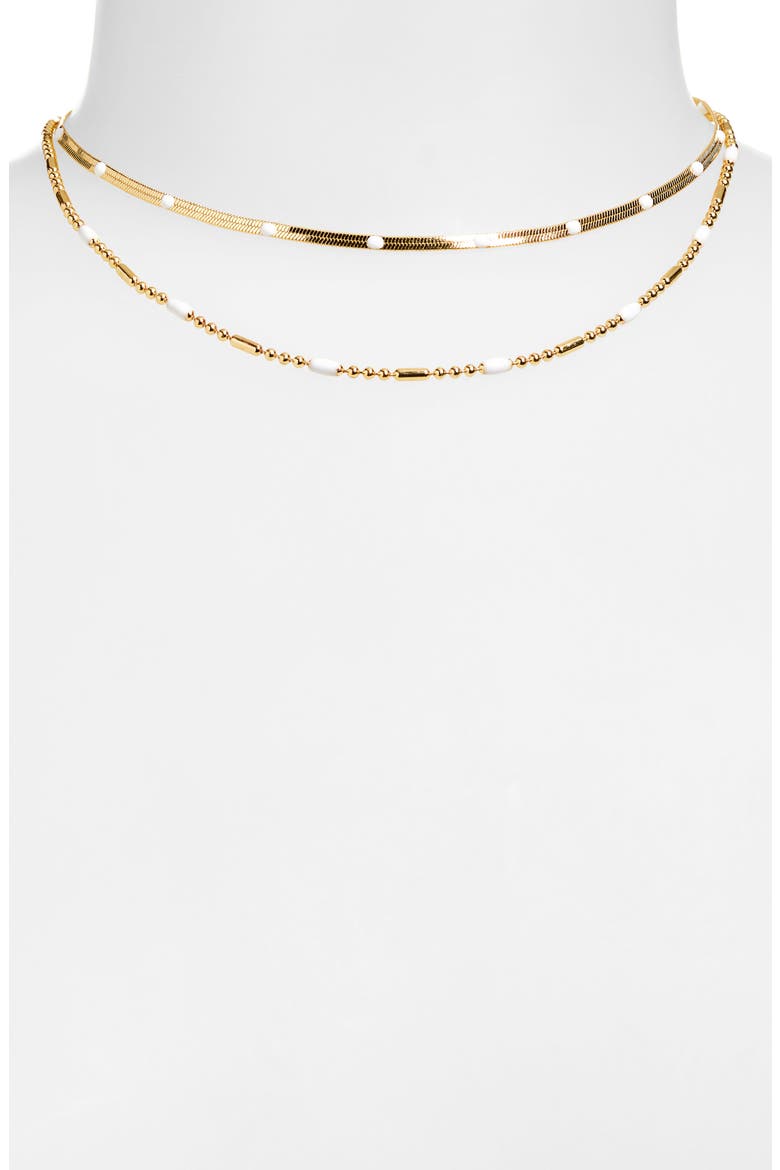 2-Pack Assorted Enamel & Chain Necklaces, Alternate, color, WHITE- GOLD