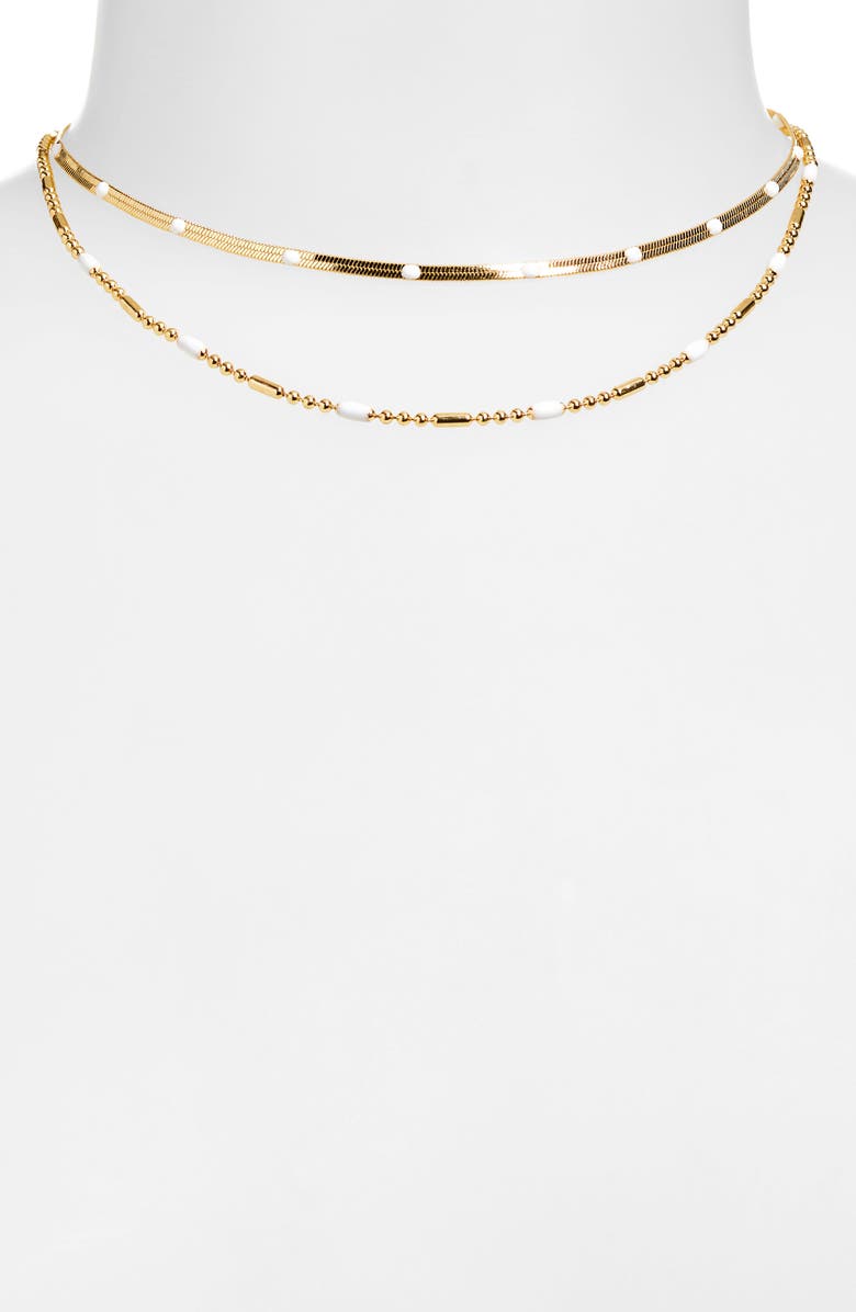 Leith 2-Pack Assorted Enamel & Chain Necklaces, Alternate, color, White- Gold