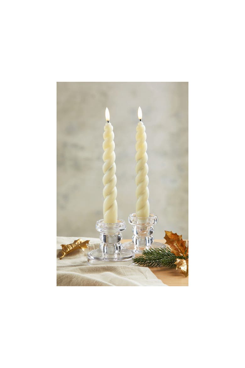 Spiral LED Taper Candles Flameless Ivory Paraffin Wax Set, Alternate, color, Beige