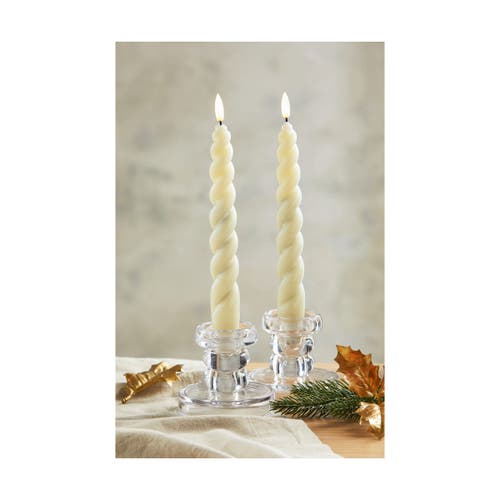 Tag Spiral Led Taper Candles Flameless Ivory Paraffin Wax Set In Neutral