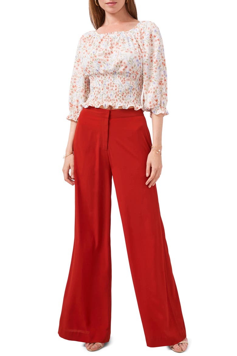 Off the Shoulder Crepe Blouse, Alternate, color, DEMURE FLRL SE
