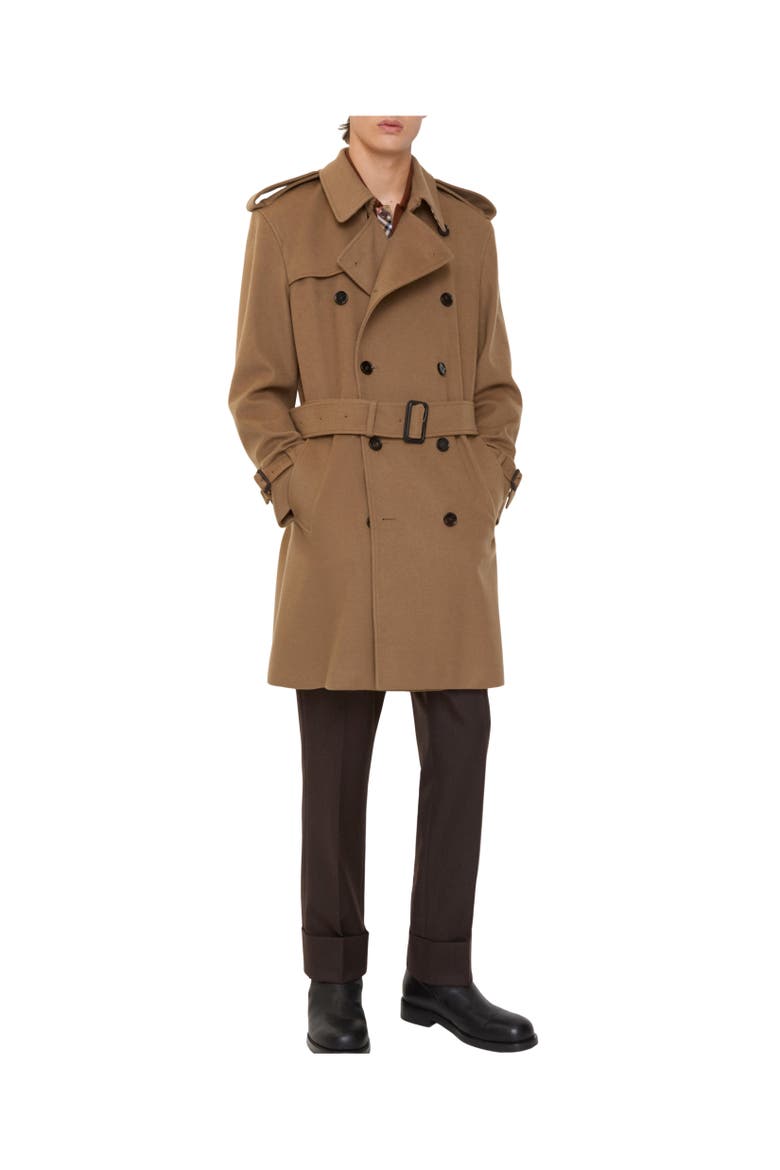 Mid-length Cashmere Hastings Trench Coat, Alternate, color, Camel beige