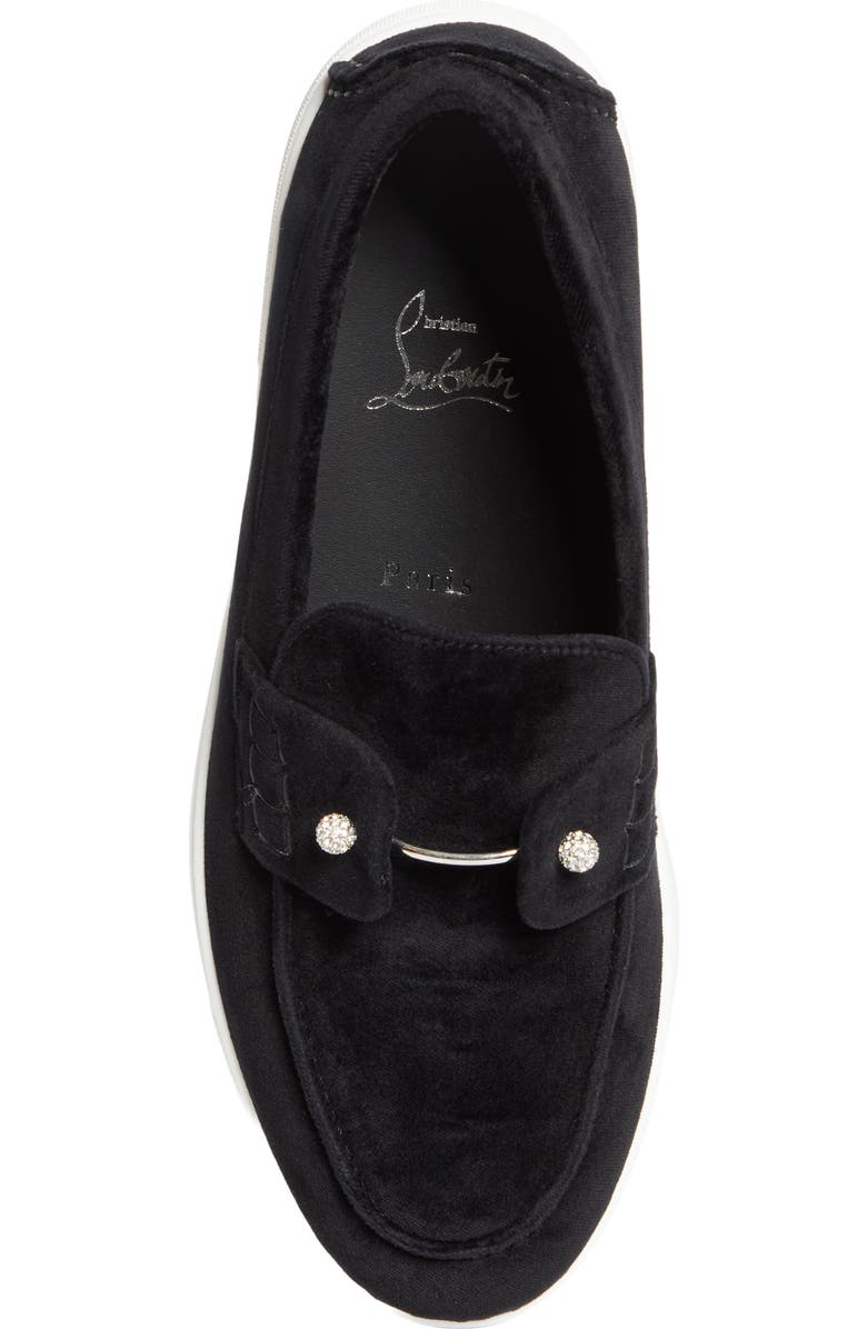 Christian Louboutin Chambeliboat Loafer, Alternate, color, Black/ Crystal