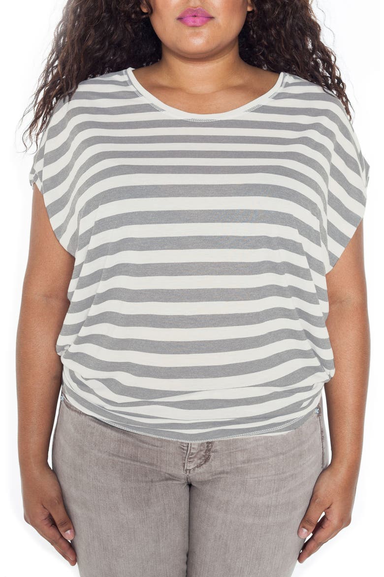 Stripe Dolman Sleeve Tee, Main, color, GREY STRIPES