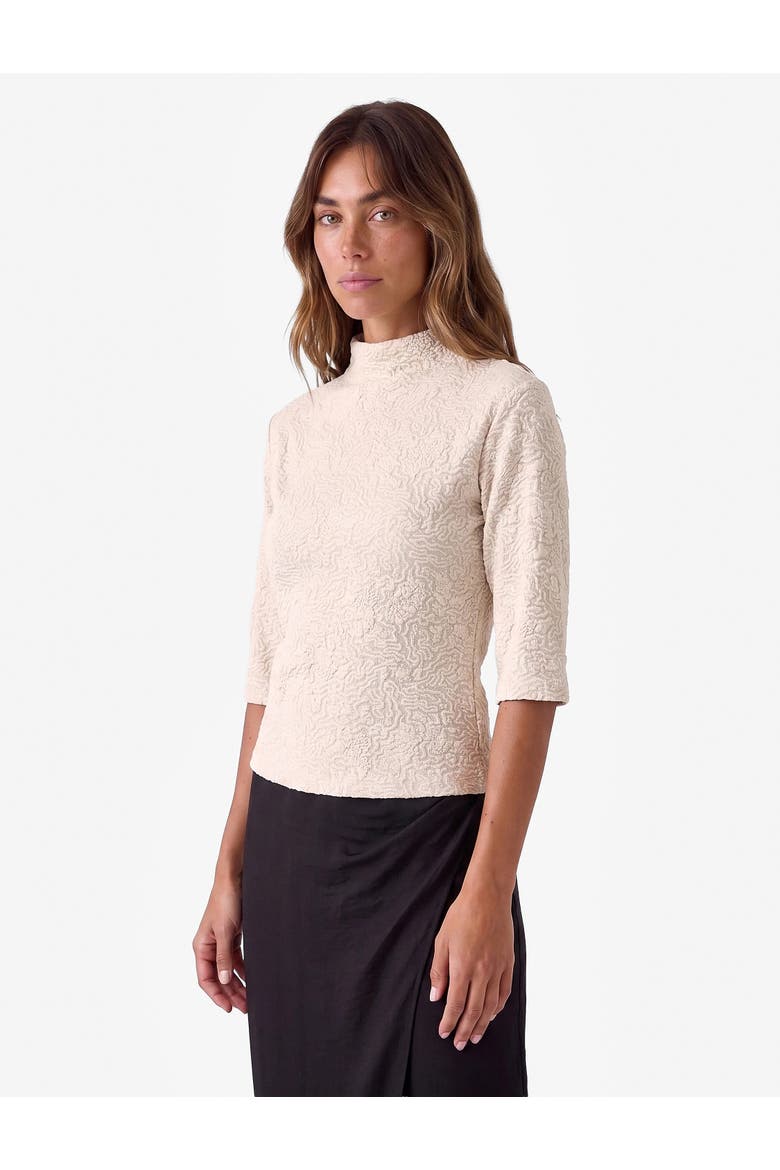 High Neck Short Sleeve T-Shirt, Alternate, color, BEIGE