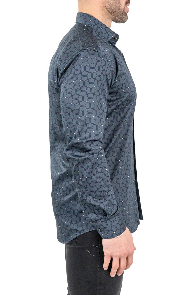 Maceoo Fibonacci Battleship Grey Contemporary Fit Button-Up Shirt, Alternate, color, 