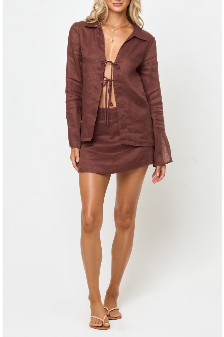 Venice Linen Cover-Up Skort, Alternate, color, CAFE