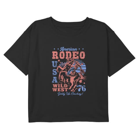 Girls' American Rodeo Wild West Short Sleeve Boxy Cropped T-shirt