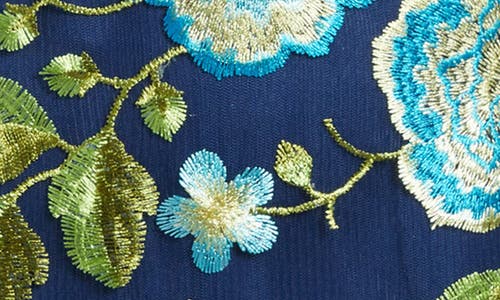 Shop Sam Edelman Embroidered Floral Mesh Minidress In Lime/blue
