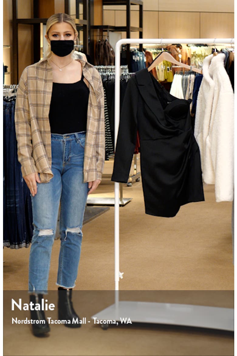 Bonded Satin Beaded One-Shoulder Dress video