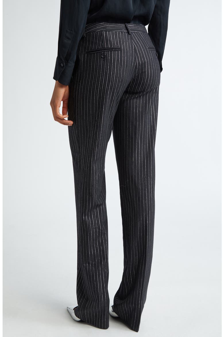 Carolyn Metallic Pinstripe Straight Leg Pants, Alternate, color, BLACK/ SILVER