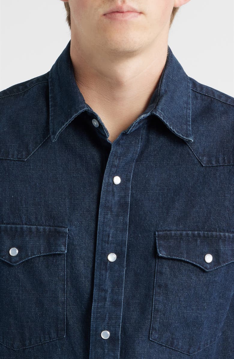 Schott NYC Cotton Denim Western Shirt, Alternate, color, Indigo