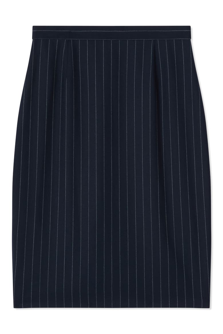 Bella Pin Stripe A-Line Skirt, Alternate, color, BLU-NAVY