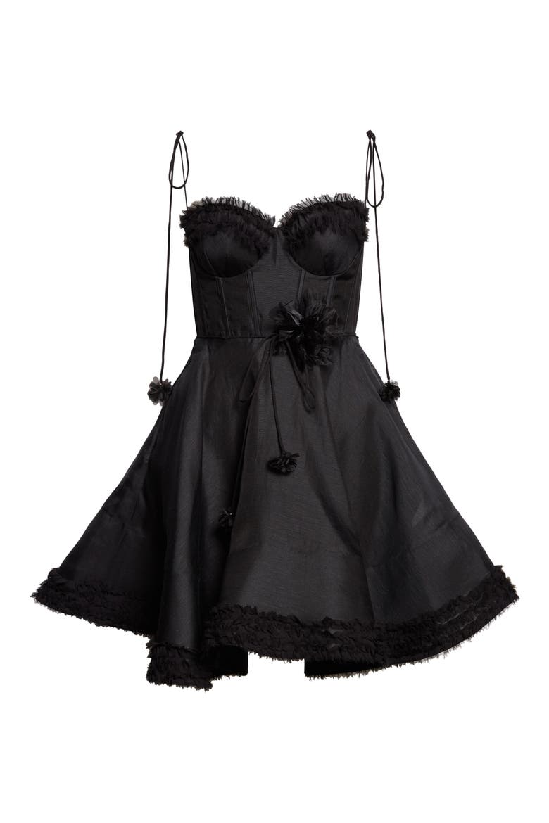 Kindred Spirit Luna Ruffle Linen & Silk Minidress, Alternate, color, BLACK