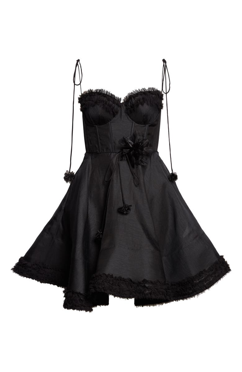 Zimmermann Kindred Spirit Luna Ruffle Linen & Silk Minidress, Alternate, color, Black