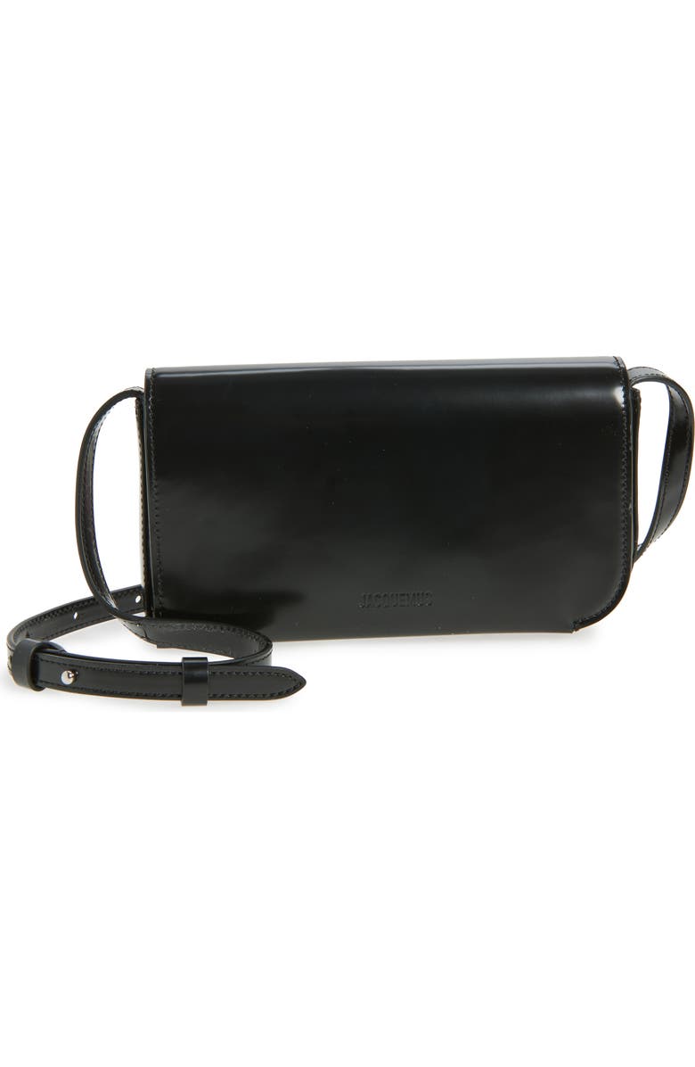 Jacquemus Le Curvo Leather Crossbody Bag, Main, color, Black