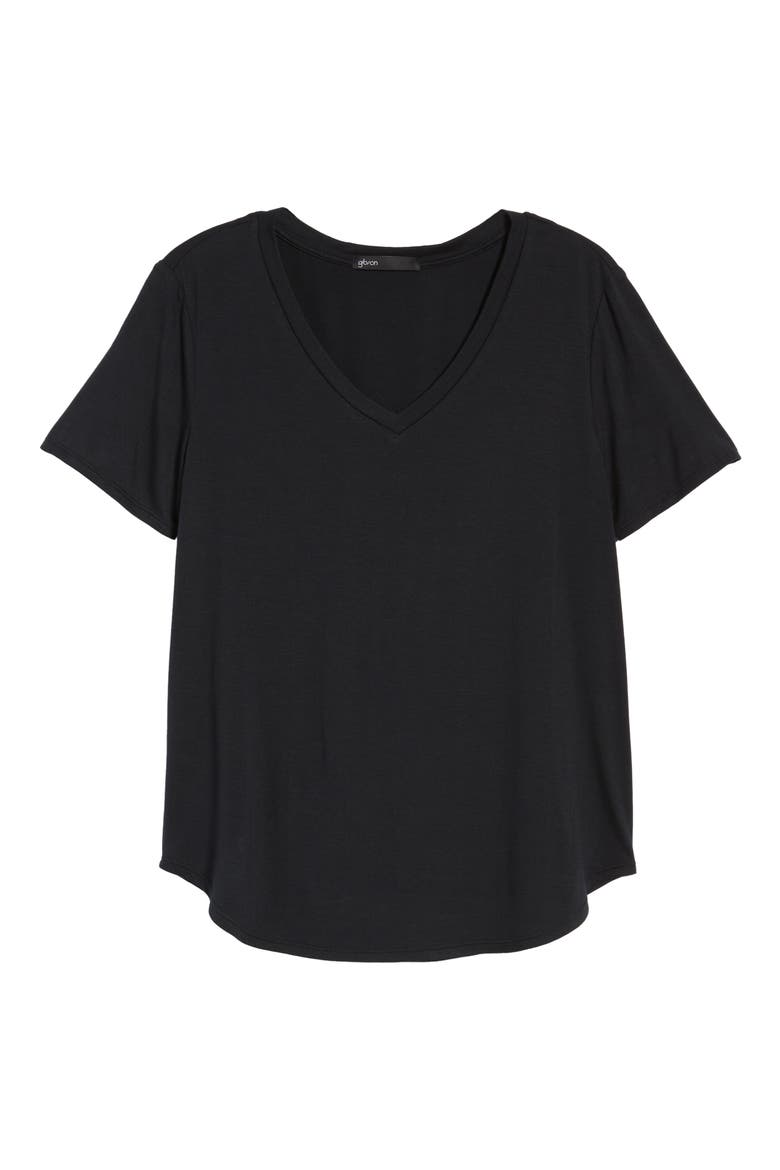 Gibson x Living in Yellow Felicity V-Neck Tee (Nordstrom Exclusive), Alternate, color, BLACK