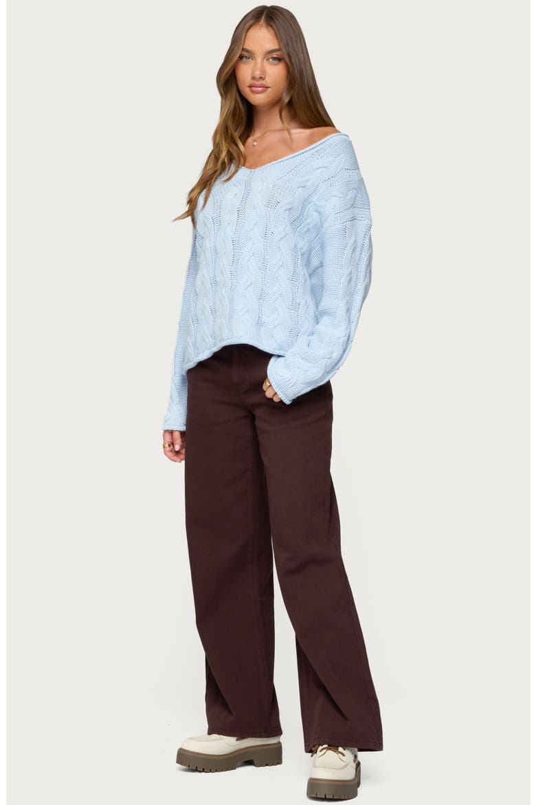 Inga Oversize Cable Knit Sweater, Alternate, color, LIGHT-BLUE