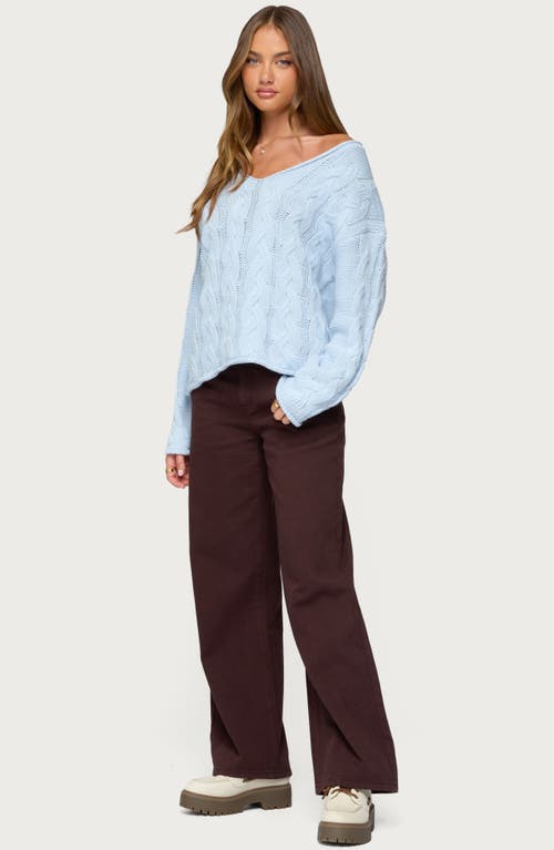 Edikted Inga Oversize Cable Knit Sweater In Blue