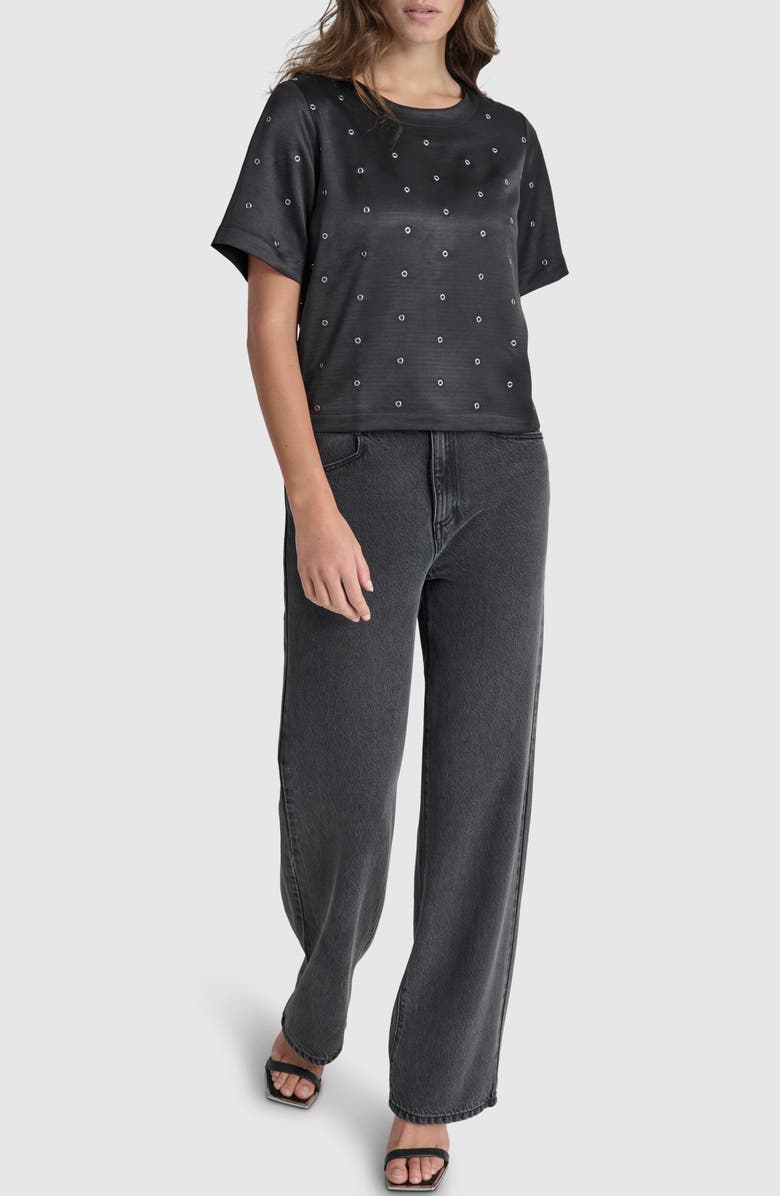 DKNY Grommet Detail Satin Top, Alternate, color, 