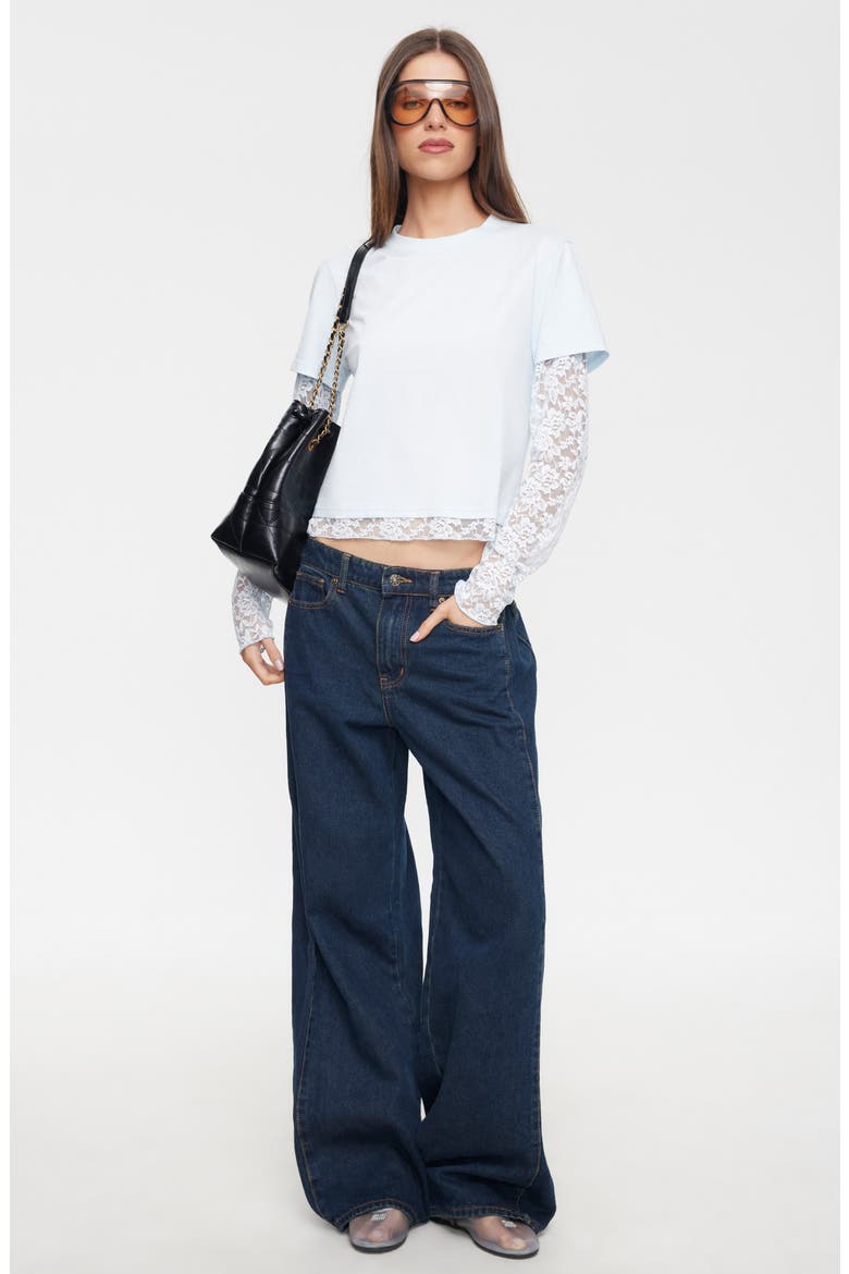 Baby Bottega Lace Trim Layered Tee, Alternate, color, SOFT BLUE