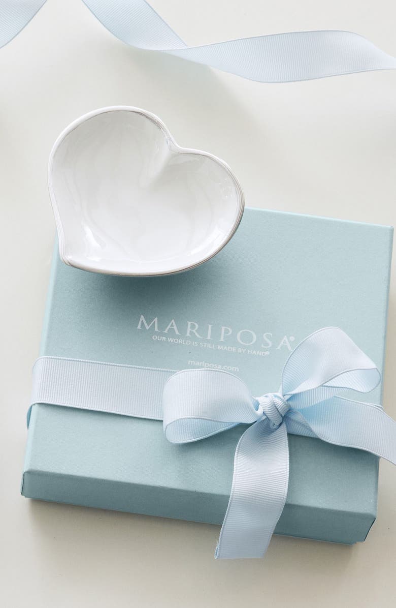 Mariposa White Heart Trinket Dish, Alternate, color, White