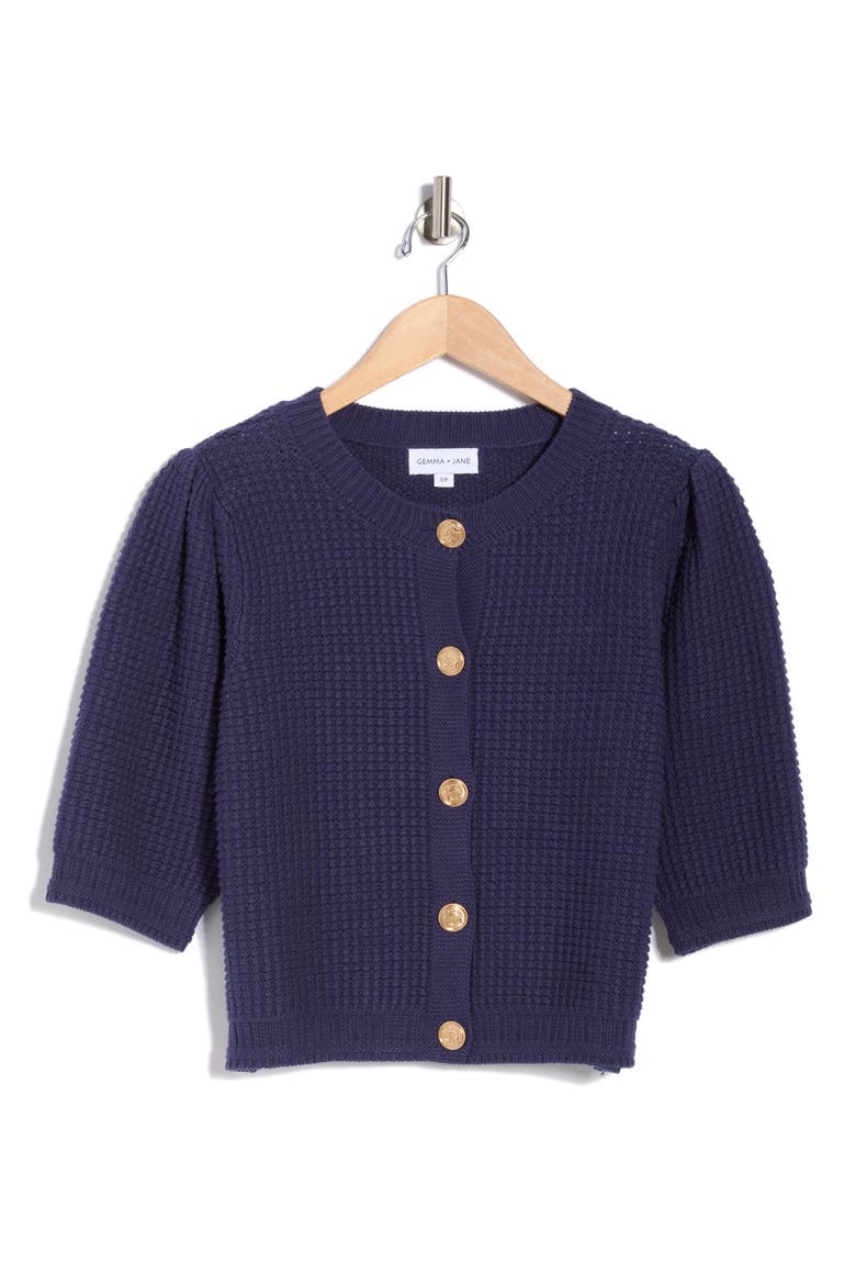 Elbow Length Sleeve Cardigan, Alternate, color, NAVY