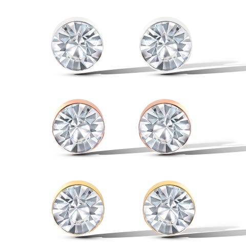 Crystal Stud Earrings Set, Trio of Sparkling Styles