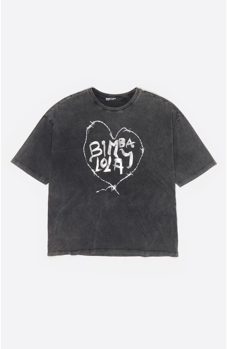 Bimba y Lola Heart Logo T-Shirt, Alternate, color, Washed Black