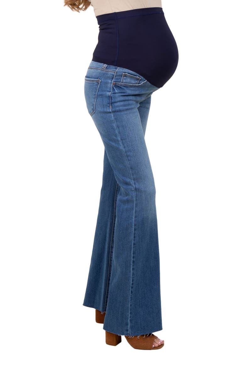 Raw Cut Hem Flare Maternity Jeans, Alternate, color, Blue