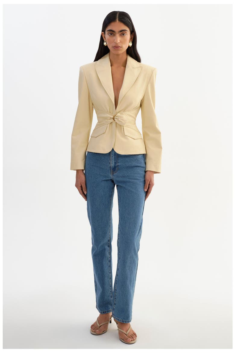 Wiley | Leather Belted Blazer, Alternate, color, Butter