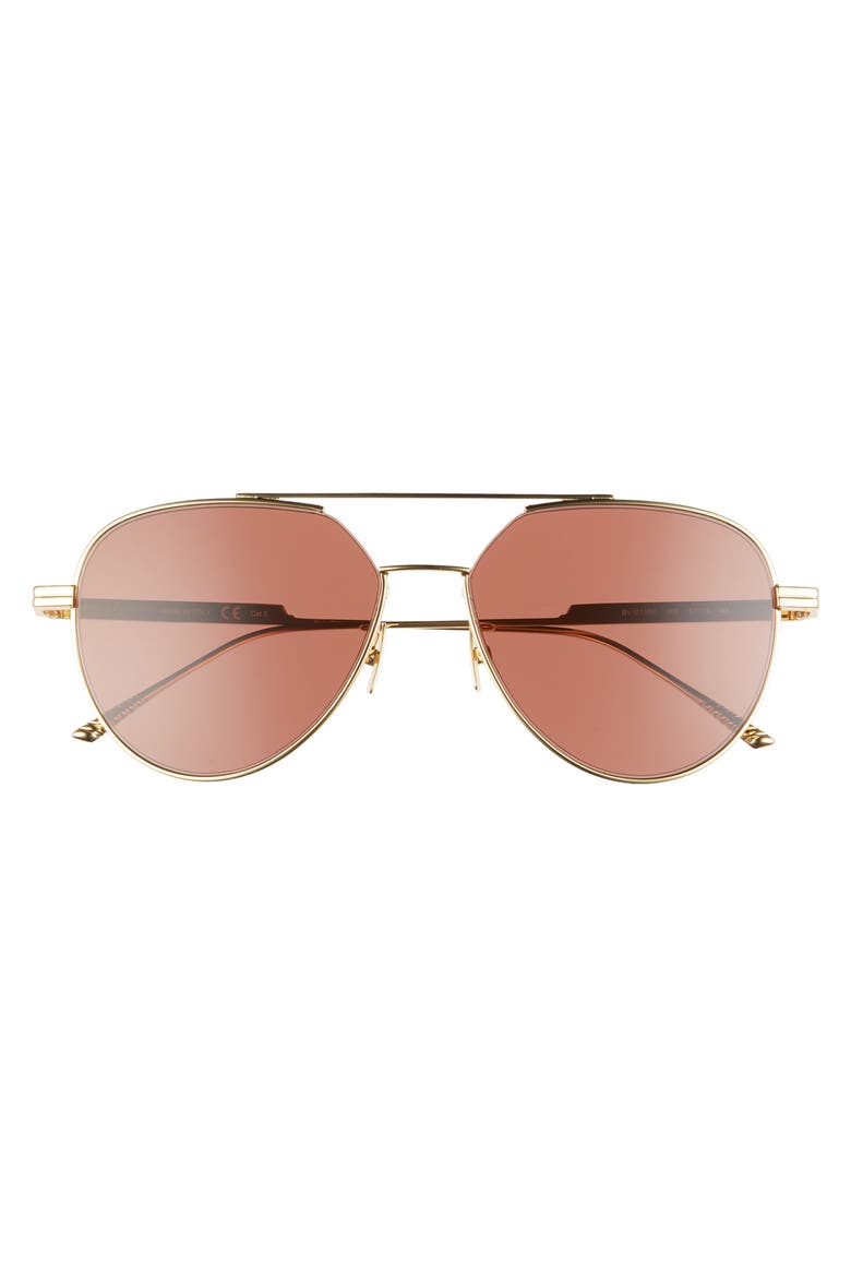 57mm Aviator Sunglasses, Alternate, color, GOLD/ RED