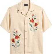 PacSun Oversize Floral Embroidered Camp Shirt