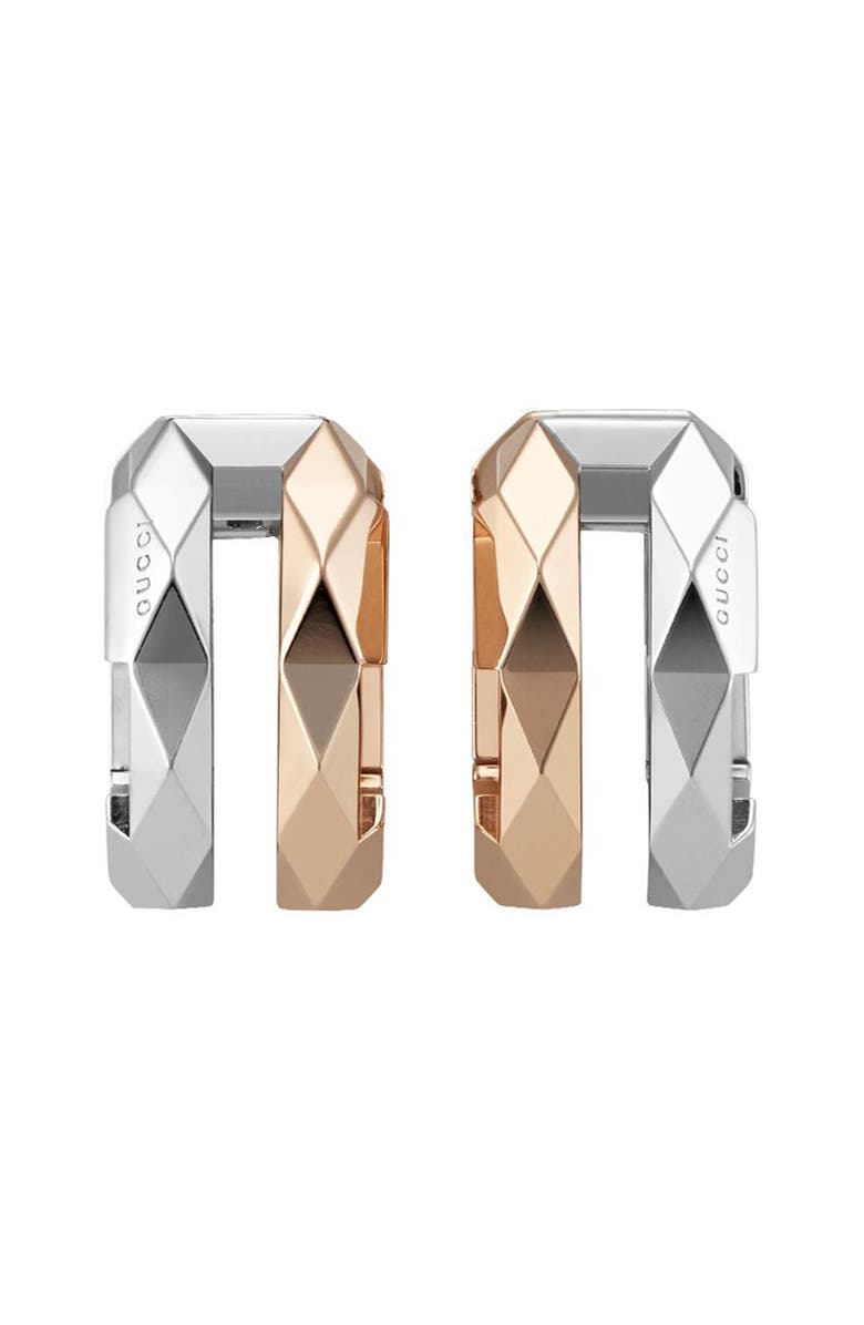 Gucci Link to Love Two-Tone 18K Double Hoop Earrings, Main, color, 