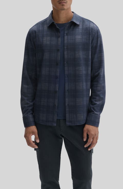 Meteor Plaid Knit Button-Up Shirt