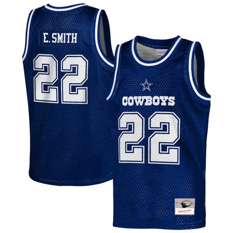 Youth Mitchell & Ness Emmitt Smith Navy Dallas Cowboys Retired Player NFL Basketball Fashion Jersey