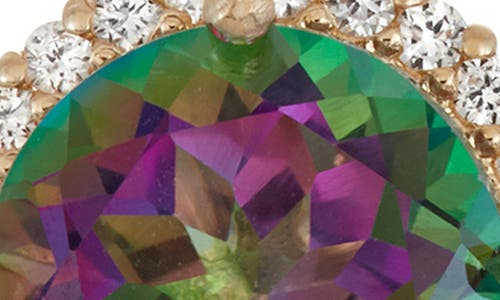 Fzn 10k Gold Opal & Lab Created White Sapphire Pendant Necklace