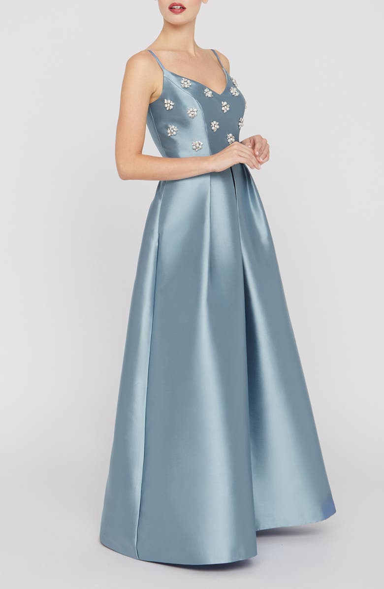Kay Unger Eloise Embellished Mikado Gown, Alternate, color, Ice Blue