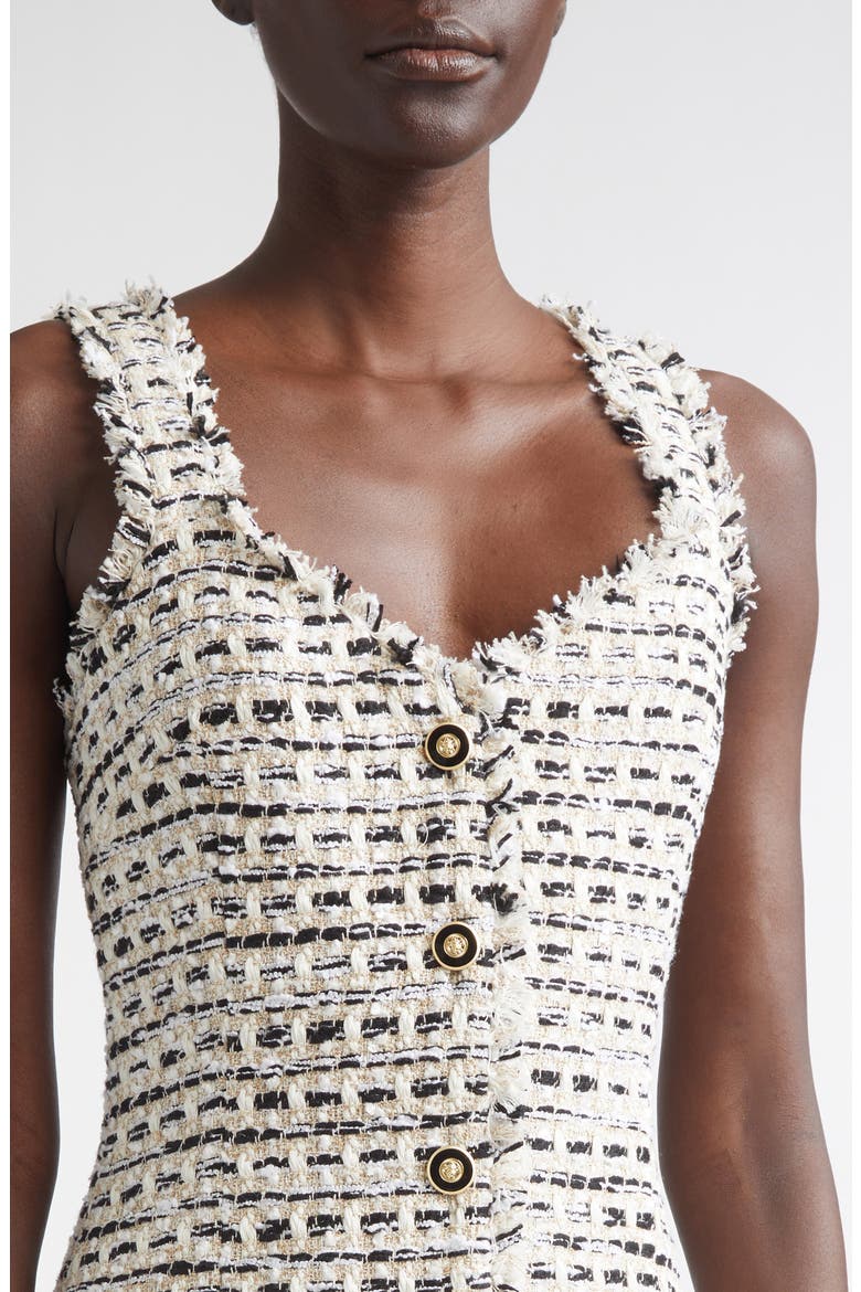 Nicolette Tweed Dress, Alternate, color, LINEN/ BLACK MULTI