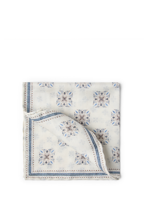 Brunello Cucinelli Graphic-print Finished-edge Pocket Square In Butter