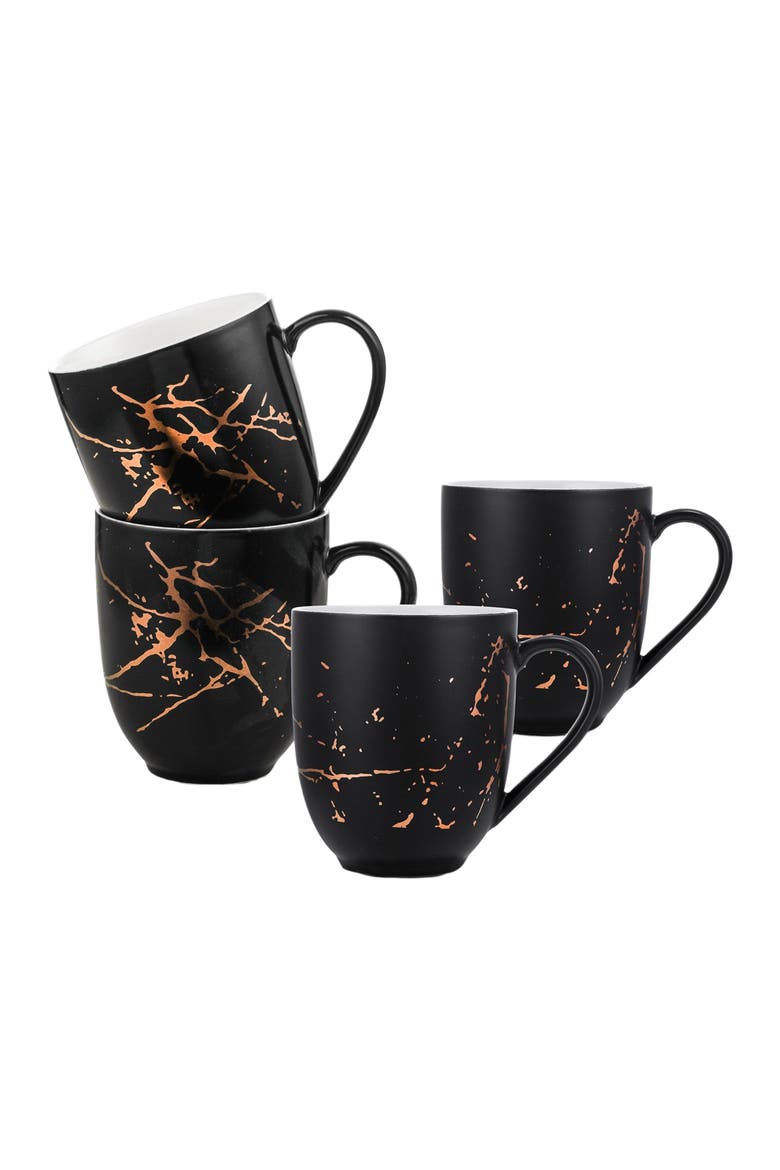 Zora Porcelain 4-Piece Mug Set, Alternate, color, Black